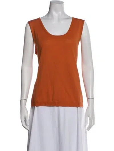 Pre-owned Escada Virgin Wool Scoop Neck Top In Orange