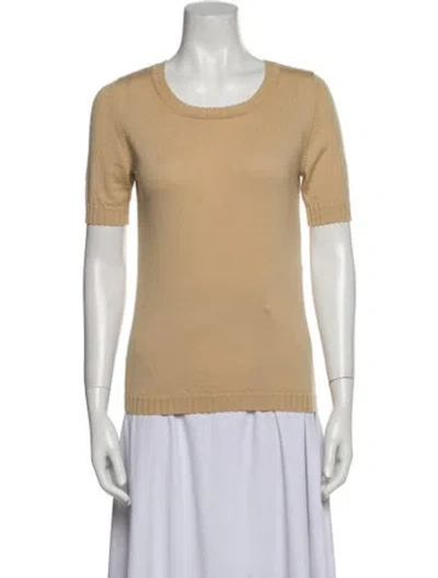 Pre-owned Escada Virgin Wool Scoop Neck T-shirt In Neutral