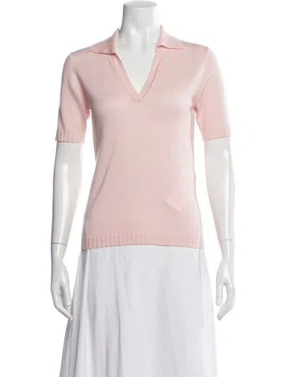 Pre-owned Escada Virgin Wool Short Sleeve Polo In Pink
