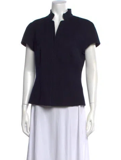 Pre-owned Escada Virgin Wool Short Sleeve Top In Black