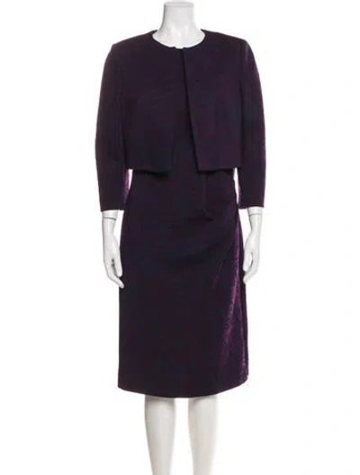 Pre-owned Escada Virgin Wool Skirt Set In Purple