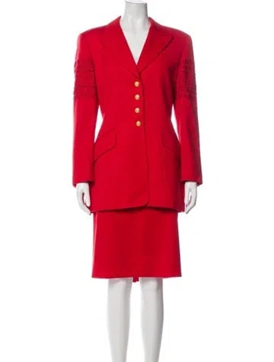 Pre-owned Escada Virgin Wool Skirt Set In Red