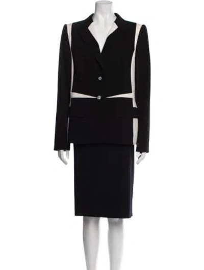 Pre-owned Escada Virgin Wool Skirt Suit In Black