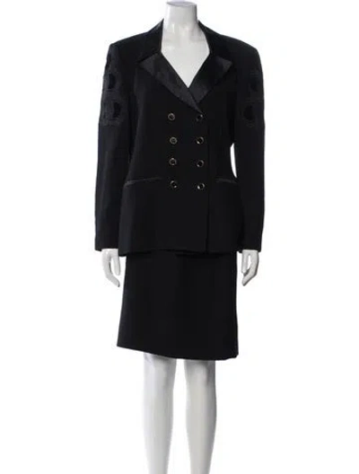 Pre-owned Escada Virgin Wool Skirt Suit In Black
