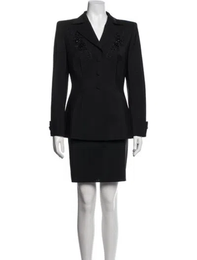 Pre-owned Escada Virgin Wool Skirt Suit In Black
