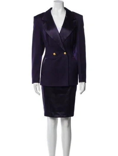Pre-owned Escada Virgin Wool Skirt Suit In Blue