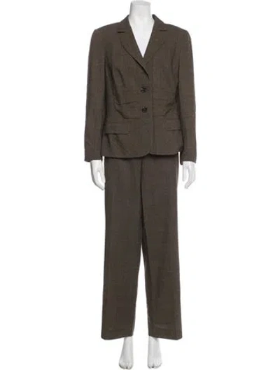 Pre-owned Escada Virgin Wool Skirt Suit In Multi