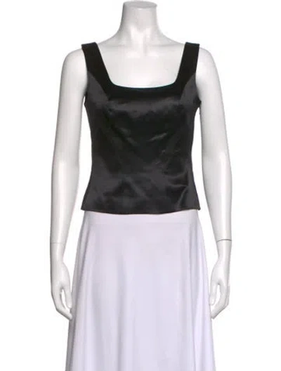 Pre-owned Escada Virgin Wool Square Neckline Crop Top In Black