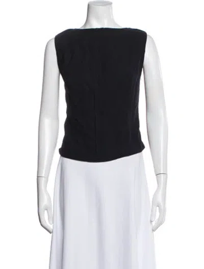 Pre-owned Escada Virgin Wool Square Neckline Top In Black