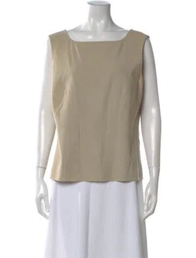 Pre-owned Escada Virgin Wool Square Neckline Top In Neutral