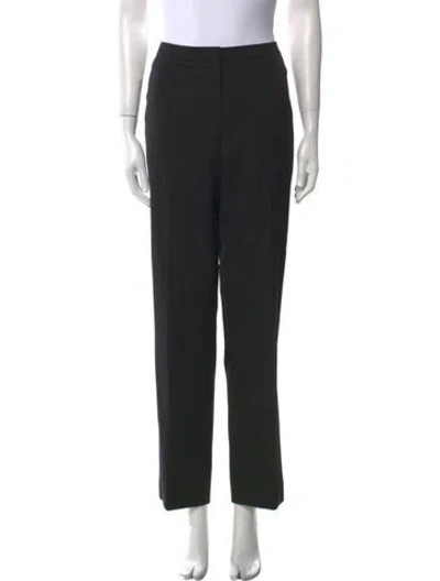 Pre-owned Escada Virgin Wool Straight Leg Pants In Black