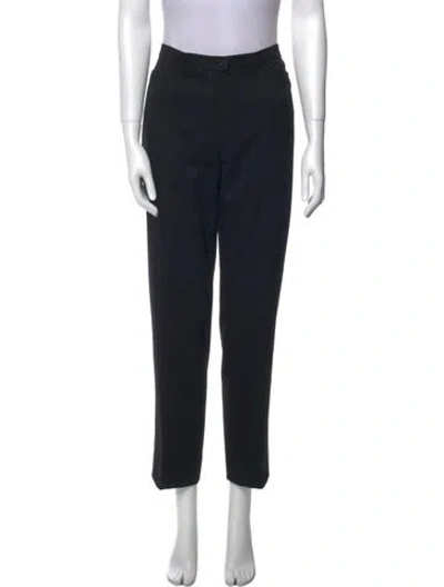 Pre-owned Escada Virgin Wool Straight Leg Pants In Black