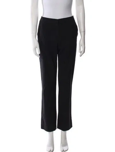 Pre-owned Escada Virgin Wool Straight Leg Pants In Black