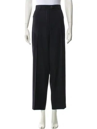 Pre-owned Escada Virgin Wool Straight Leg Pants In Black