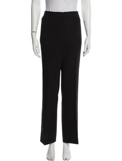 Pre-owned Escada Virgin Wool Straight Leg Pants In Black