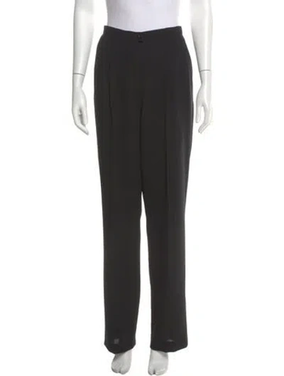 Pre-owned Escada Virgin Wool Straight Leg Pants In Black