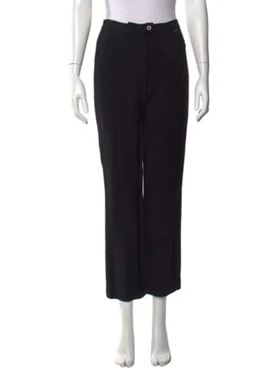 Pre-owned Escada Virgin Wool Straight Leg Pants In Black