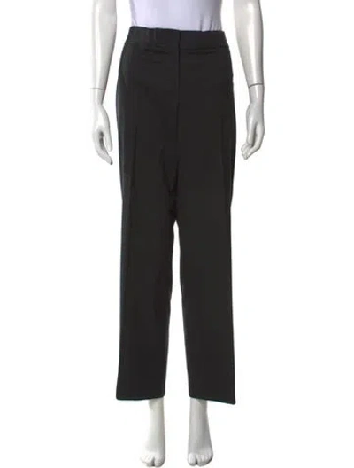 Pre-owned Escada Virgin Wool Straight Leg Pants In Black