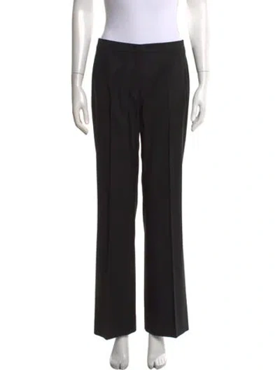 Pre-owned Escada Virgin Wool Straight Leg Pants In Black