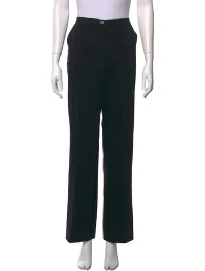 Pre-owned Escada Virgin Wool Straight Leg Pants In Black