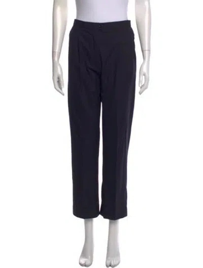 Pre-owned Escada Virgin Wool Straight Leg Pants In Black