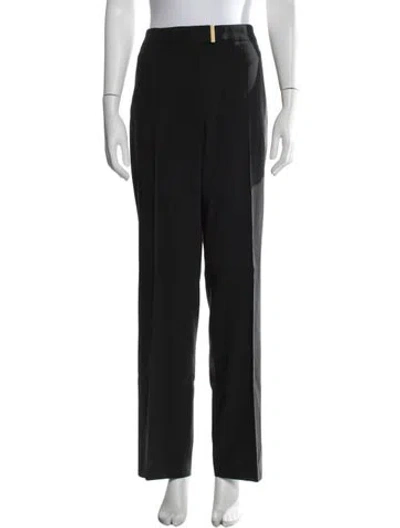 Pre-owned Escada Virgin Wool Straight Leg Pants In Black