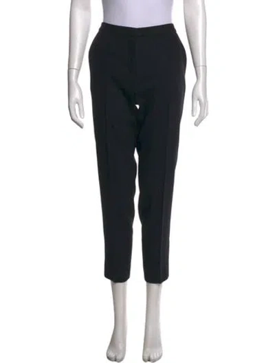 Pre-owned Escada Virgin Wool Straight Leg Pants In Black
