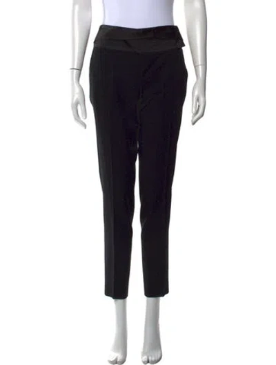 Pre-owned Escada Virgin Wool Straight Leg Pants In Black