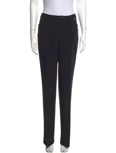 Pre-owned Escada Virgin Wool Straight Leg Pants In Black