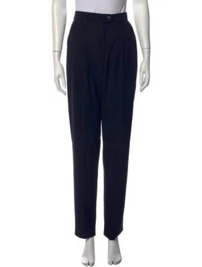 Pre-owned Escada Virgin Wool Straight Leg Pants In Black