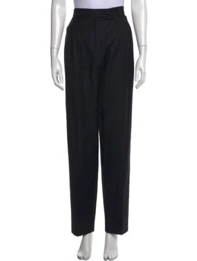 Pre-owned Escada Virgin Wool Straight Leg Pants In Black