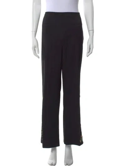 Pre-owned Escada Virgin Wool Straight Leg Pants In Black