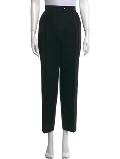 Pre-owned Escada Virgin Wool Straight Leg Pants In Black