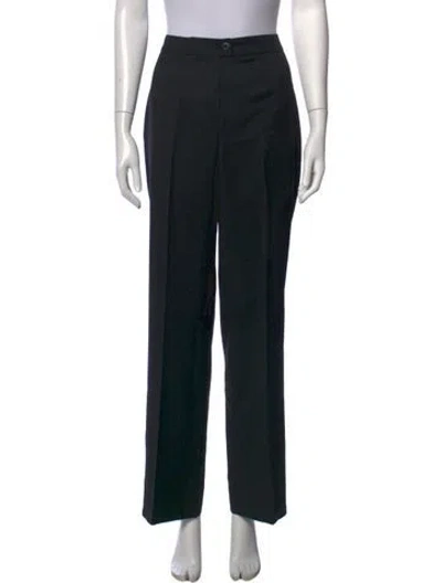 Pre-owned Escada Virgin Wool Straight Leg Pants In Black