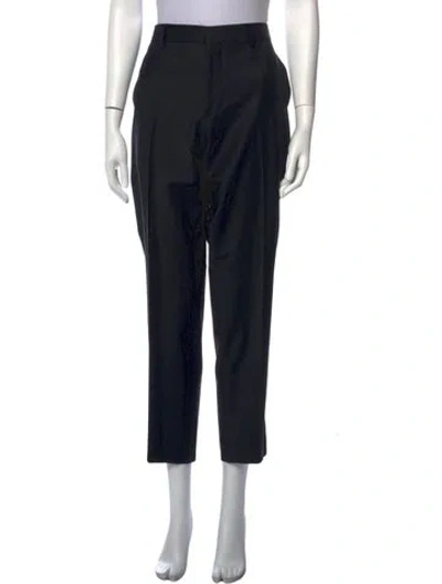 Pre-owned Escada Virgin Wool Straight Leg Pants In Black