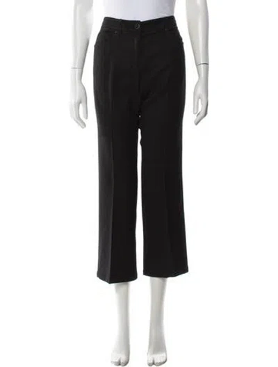Pre-owned Escada Virgin Wool Straight Leg Pants In Black