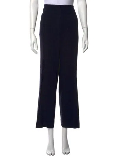 Pre-owned Escada Virgin Wool Straight Leg Pants In Black
