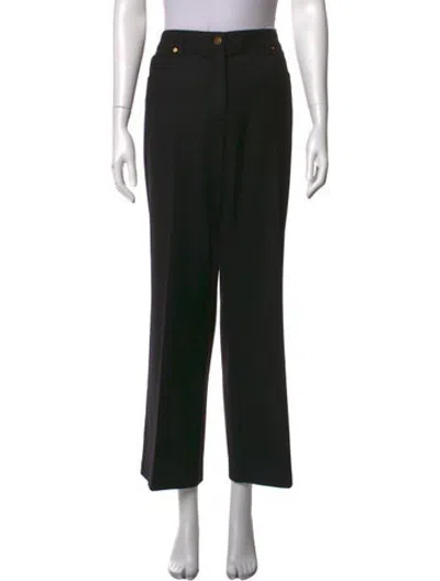 Pre-owned Escada Virgin Wool Straight Leg Pants In Black