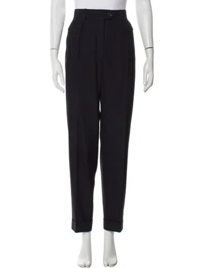 Pre-owned Escada Virgin Wool Straight Leg Pants In Blue