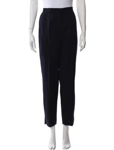 Pre-owned Escada Virgin Wool Straight Leg Pants In Blue