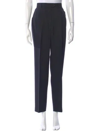 Pre-owned Escada Virgin Wool Straight Leg Pants In Blue