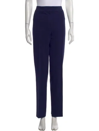 Pre-owned Escada Virgin Wool Straight Leg Pants In Blue