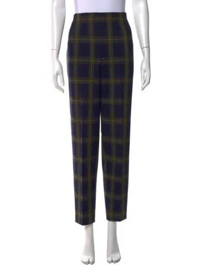Pre-owned Escada Virgin Wool Straight Leg Pants In Blue