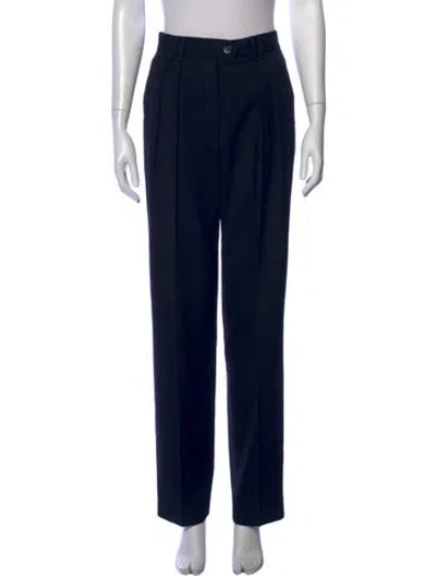 Pre-owned Escada Virgin Wool Straight Leg Pants In Blue