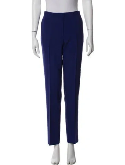 Pre-owned Escada Virgin Wool Straight Leg Pants In Blue