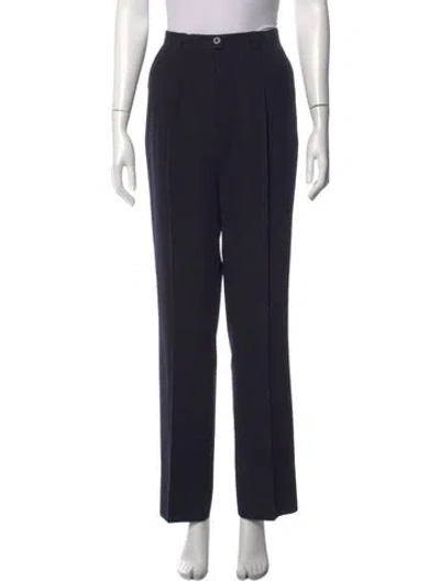 Pre-owned Escada Virgin Wool Straight Leg Pants In Blue