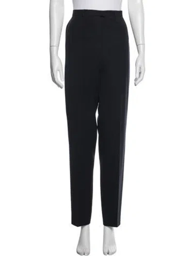 Pre-owned Escada Virgin Wool Straight Leg Pants In Blue