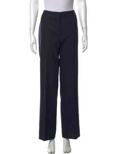 Pre-owned Escada Virgin Wool Straight Leg Pants In Blue