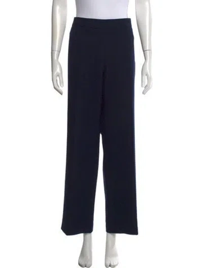 Pre-owned Escada Virgin Wool Straight Leg Pants In Blue