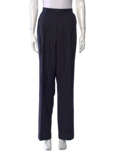 Pre-owned Escada Virgin Wool Straight Leg Pants In Blue